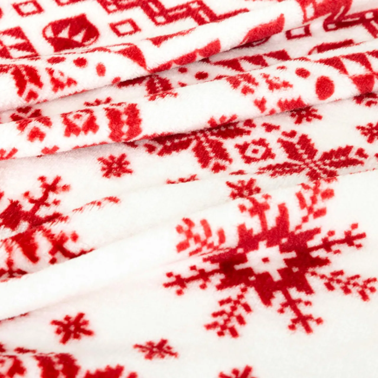 Plaid, Coussin Et Tapis De Noël|JJA Plaid de Noël (180 x 130 cm) Flocons de neige et blanc Rouge