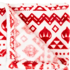 Plaid, Coussin Et Tapis De Noël|JJA Plaid de Noël (180 x 130 cm) Flocons de neige et blanc Rouge
