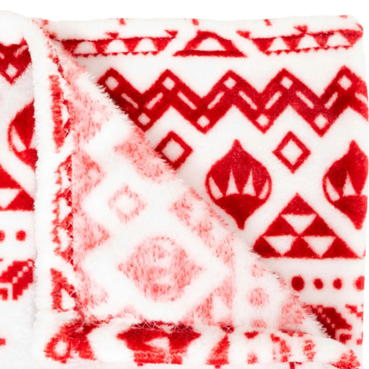 Plaid, Coussin Et Tapis De Noël|JJA Plaid de Noël (180 x 130 cm) Flocons de neige et blanc Rouge