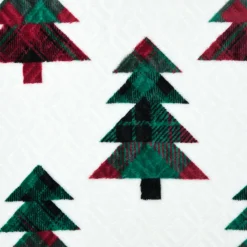 Plaid, Coussin Et Tapis De Noël|STOF Plaid de Noël en flanelle (130 x 160 cm) Forêt de sapin Blanc et Vert
