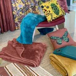 Plaid Et Jeté|LOVELY CASA Plaid doux (160 cm) Doudou Rouge marsala Rouge brun