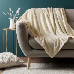 Plaid Et Jeté|ATMOSPHERA Plaid doux (150 cm) Filo Ivoire