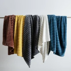 Plaid Et Jeté|EMINZA Plaid doux (125 x 150 cm) Dune Bleu