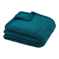 Plaid Et Jeté|LOVELY CASA Plaid doux (180 x 220 cm) Montreal Bleu pétrole