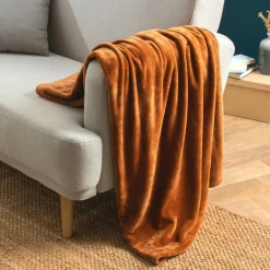 Plaid Et Jeté|EMINZA Plaid doux flanelle (125 x 150 cm) Didou Cuivre