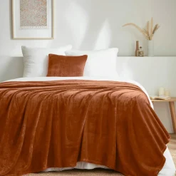 Plaid Et Jeté|EMINZA Plaid doux flanelle (180 x 230 cm) Didou Cuivre