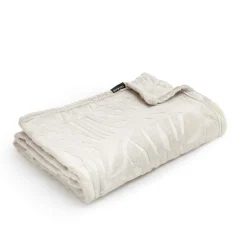 Plaid Et Jeté|EMINZA Plaid doux flanelle (130 x 180 cm) Flore Ecru