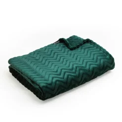 Plaid Et Jeté|EMINZA Plaid doux flanelle (220 x 240 cm) Zag Vert