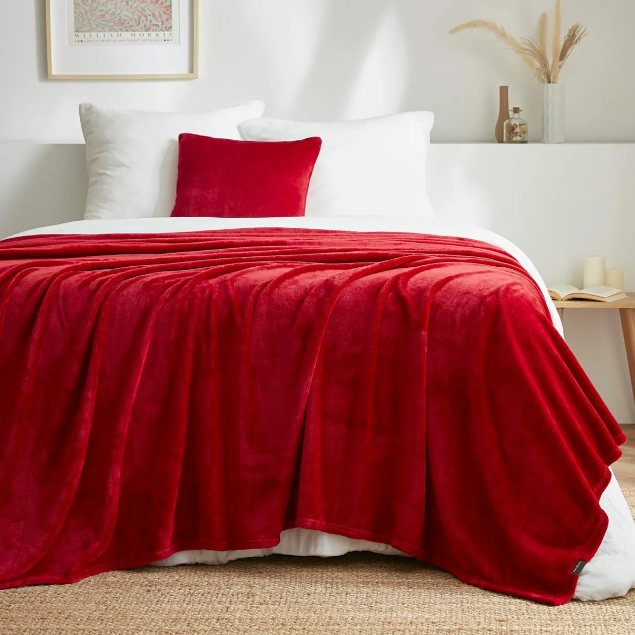 Plaid Et Jeté|EMINZA Plaid doux flanelle (180 x 230 cm) Didou Rouge