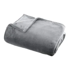 Plaid Et Jeté|EMINZA Plaid doux flanelle (220 x 240 cm) Didou Gris clair