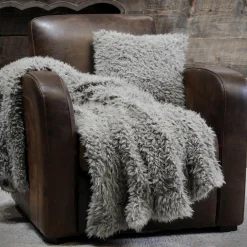 Plaid Et Jeté|LOVELY CASA Plaid fausse fourrure (160 cm) Mouton Taupe
