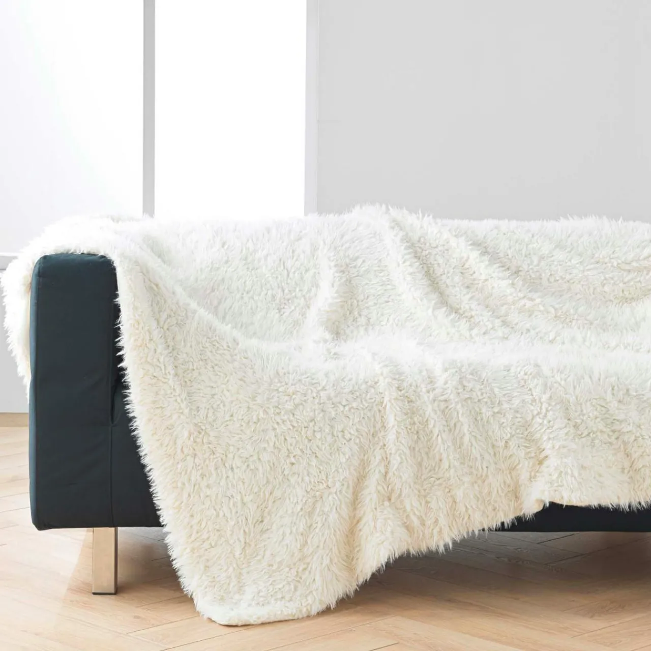 Plaid Et Jeté|douceur d'intu017drieur Plaid fausse fourrure (220 x 240 cm) Mouton Ecru