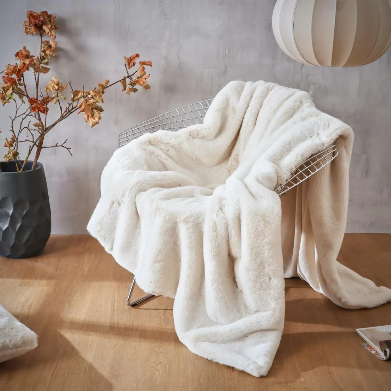 Plaid Et Jeté|EMINZA Plaid fausse fourrure (140 x 200 cm) Finn Blanc