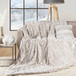 Plaid Et Jeté|douceur d'intu017drieur Plaid fausse fourrure (180 x 220 cm) Lynx Beige