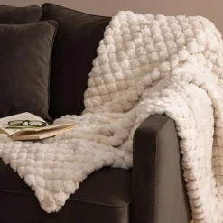 Plaid Et Jeté|Atmosphera, cru017dateur d'intu017drieur Plaid fausse fourrure (120 x 160 cm) Adriel Beige