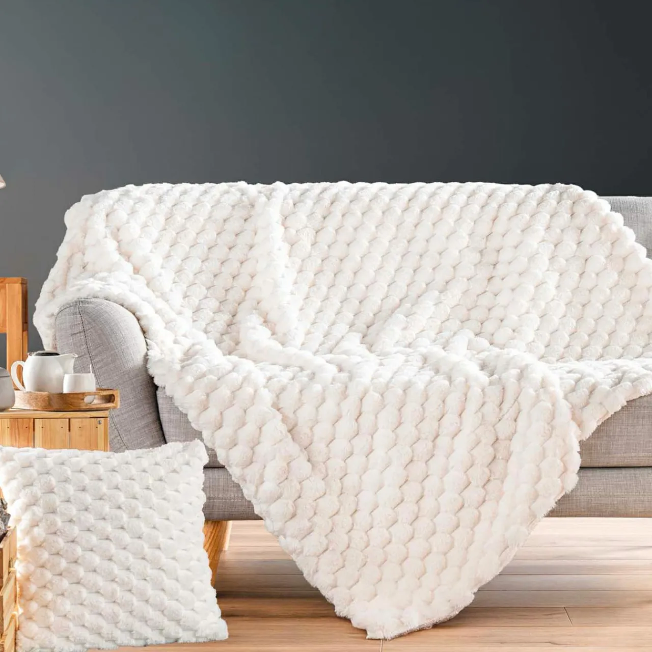 Plaid Et Jeté|douceur d'intu017drieur Plaid fausse fourrure (220 x 240 cm) Frosty Ecru