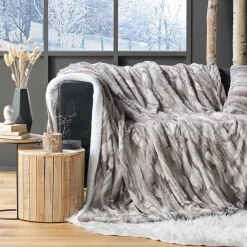 Plaid Et Jeté|DOUCEUR D'INTERIEUR Plaid fausse fourrure (180 x 220 cm) Caribou Taupe