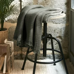 Plaid Et Jeté|Couvre-Lit Et Édredon|EMINZA Plaid gaze de coton (130 x 160 cm) Gaïa Vert romarin