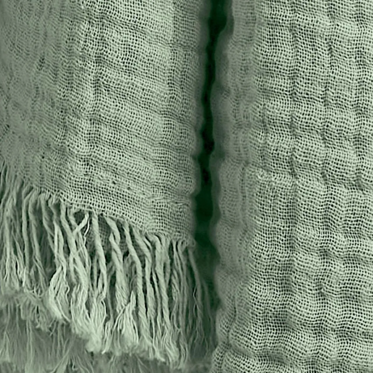 Plaid Et Jeté|Couvre-Lit Et Édredon|EMINZA Plaid gaze de coton (130 x 160 cm) Gaïa Vert Eucalyptus