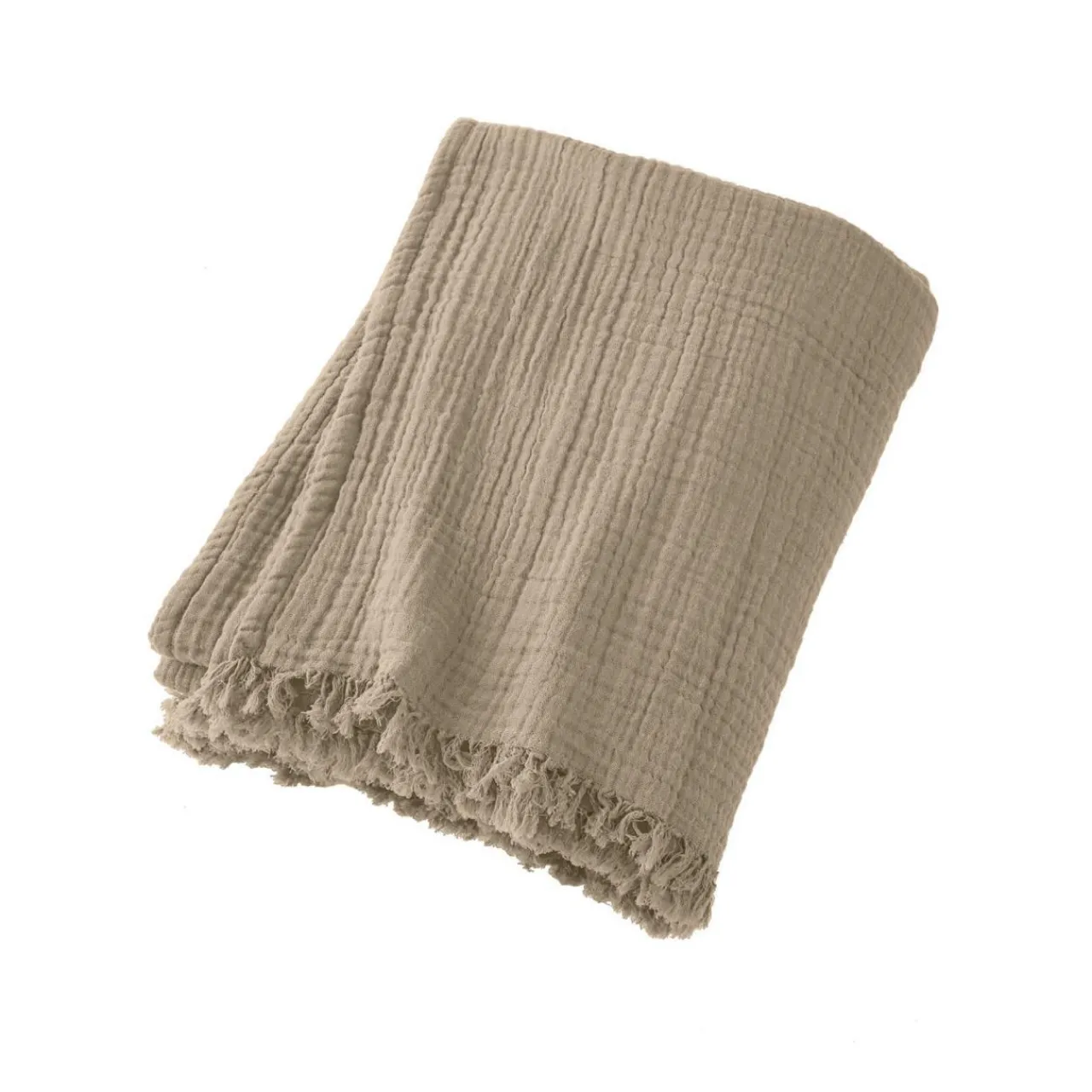 Plaid Et Jeté|EMINZA Plaid gaze de coton (130 x 160 cm) Gaïa Ficelle