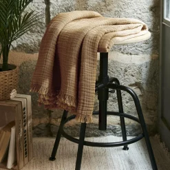 Plaid Et Jeté|Couvre-Lit Et Édredon|EMINZA Plaid gaze de coton (130 x 160 cm) Gaïa Camel