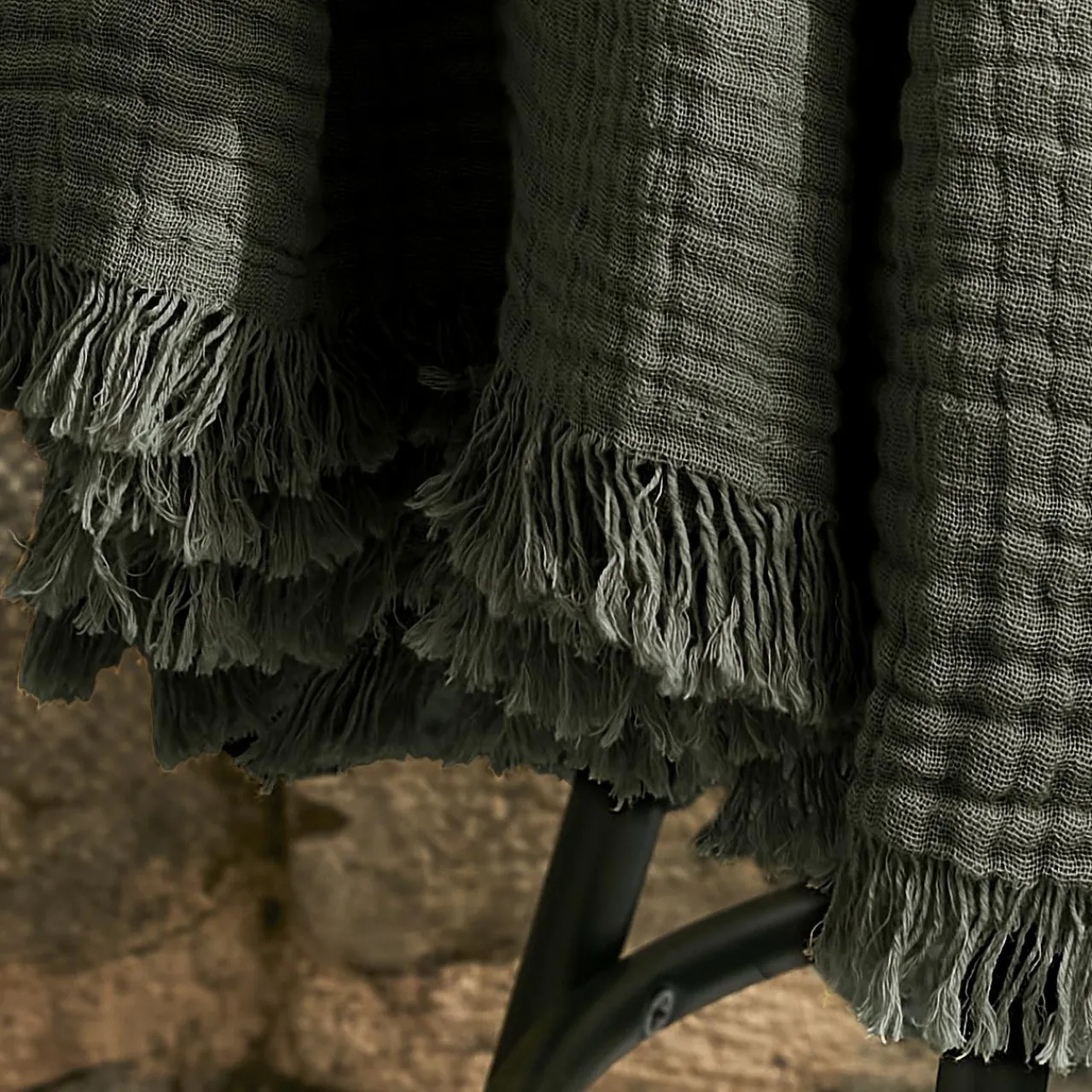 Plaid Et Jeté|Couvre-Lit Et Édredon|EMINZA Plaid gaze de coton (180 x 220 cm) Gaïa Vert romarin