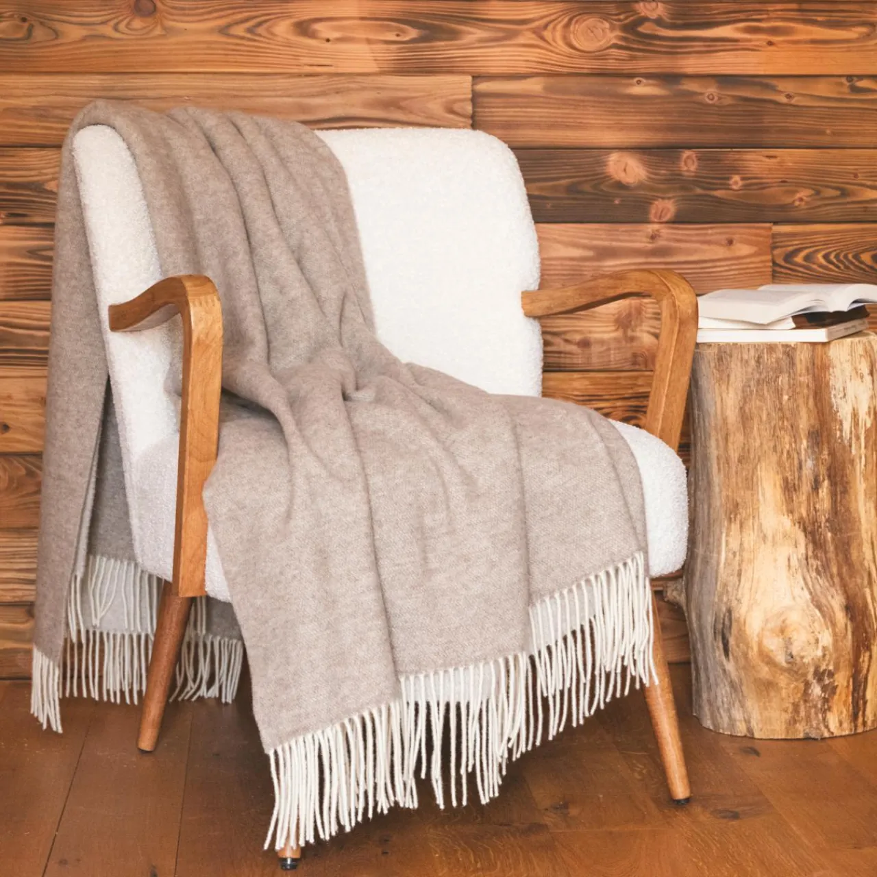 Plaid Et Jeté|l'Effet Papillon Plaid laine et cachemire (140 x 200 cm) Côme Beige