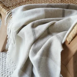 Plaid Et Jeté|Couvre-Lit Et Édredon|L'EFFET PAPILLON Plaid laine naturelle (140 x 200 cm) Marius Beige