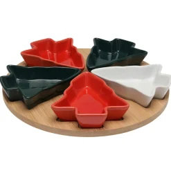 Vaisselle De Noël|KOOPMAN Plateau à tapas et 5 assiettes (D25 cm) Modern Sapin Multicolore