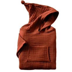 Coussin Et Plaid Enfant|Coussin Et Plaid Enfant|EMINZA Poncho de bain enfant gaze de coton 2/5 ans Gaïa Terracotta