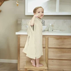 Coussin Et Plaid Enfant|Coussin Et Plaid Enfant|EMINZA Poncho de bain enfant gaze de coton 6/10 ans Gaïa pampa Beige