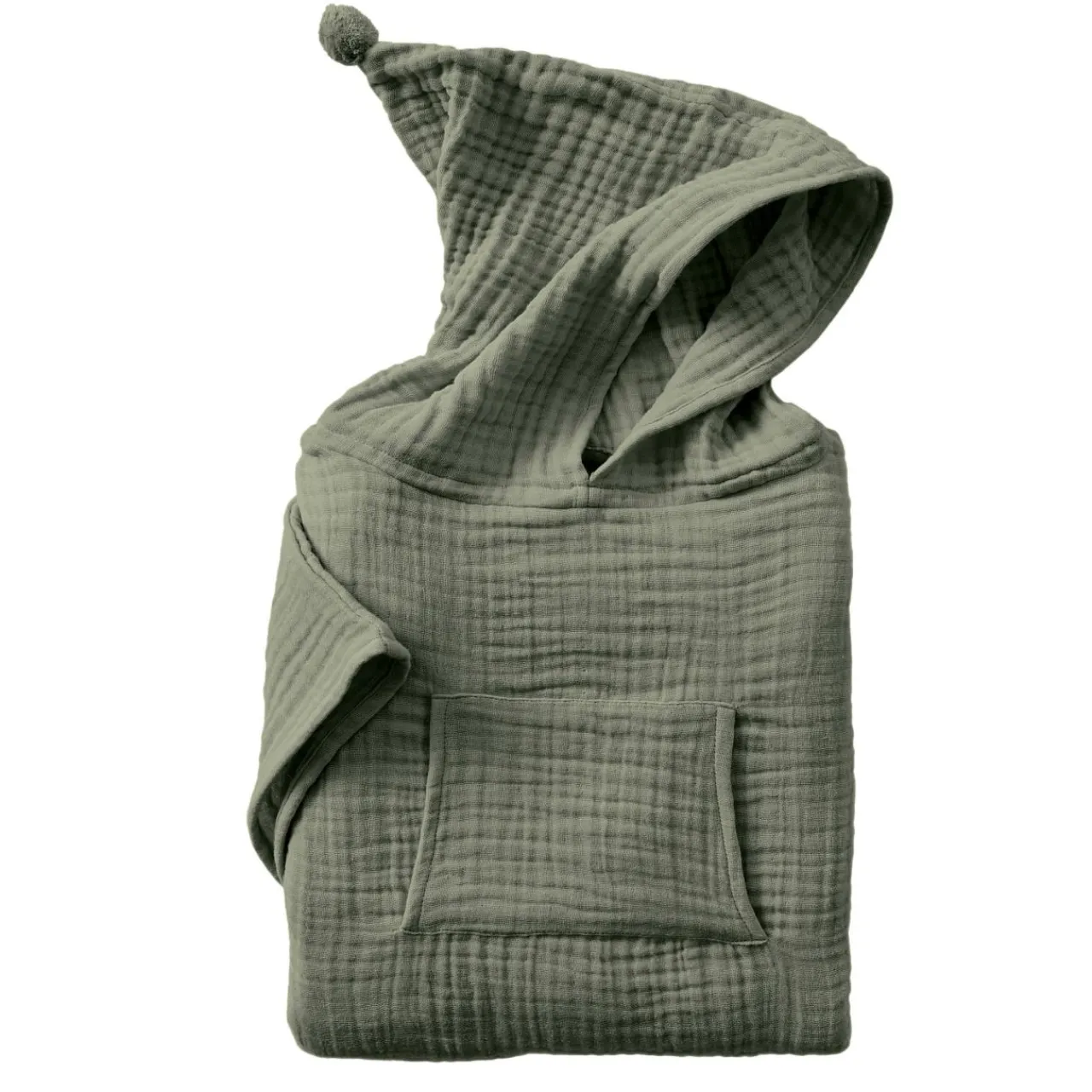 Coussin Et Plaid Enfant|Coussin Et Plaid Enfant|EMINZA Poncho de bain enfant gaze de coton 2/5 ans Gaïa Vert romarin