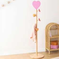 Objet Déco Enfant|Rangement Enfant|Atmosphera cru017dateur d'intu017drieur for kids Porte manteau enfant bois (H135 cm) Amour Rose