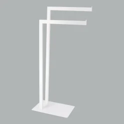 Rangement Salle De Bain|TENDANCE Porte serviette 2 barres (H81 cm) Métal Blanc