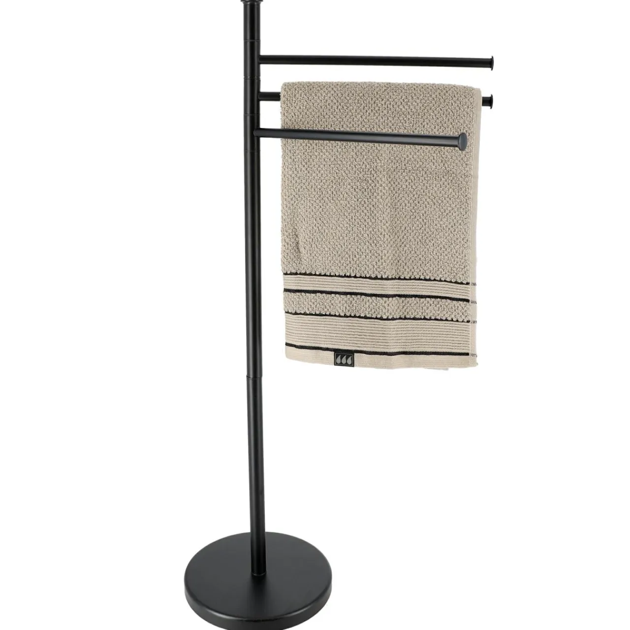 Rangement Salle De Bain|TENDANCE Porte serviette 3 niveaux en métal (H86 cm) Homy Noir