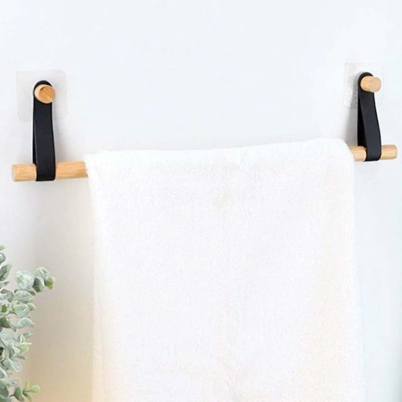 Rangement Salle De Bain|TENDANCE Porte serviette adhésif 1 barre (50 cm) Easy Chic Blanc
