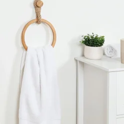 Rangement Salle De Bain|TENDANCE Porte serviette adhésif arrondi (D21 cm) Corde Naturel