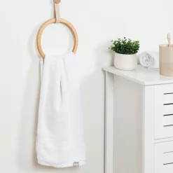 Rangement Salle De Bain|TENDANCE Porte serviette adhésif arrondi (D21 cm) Easy Chic Beige