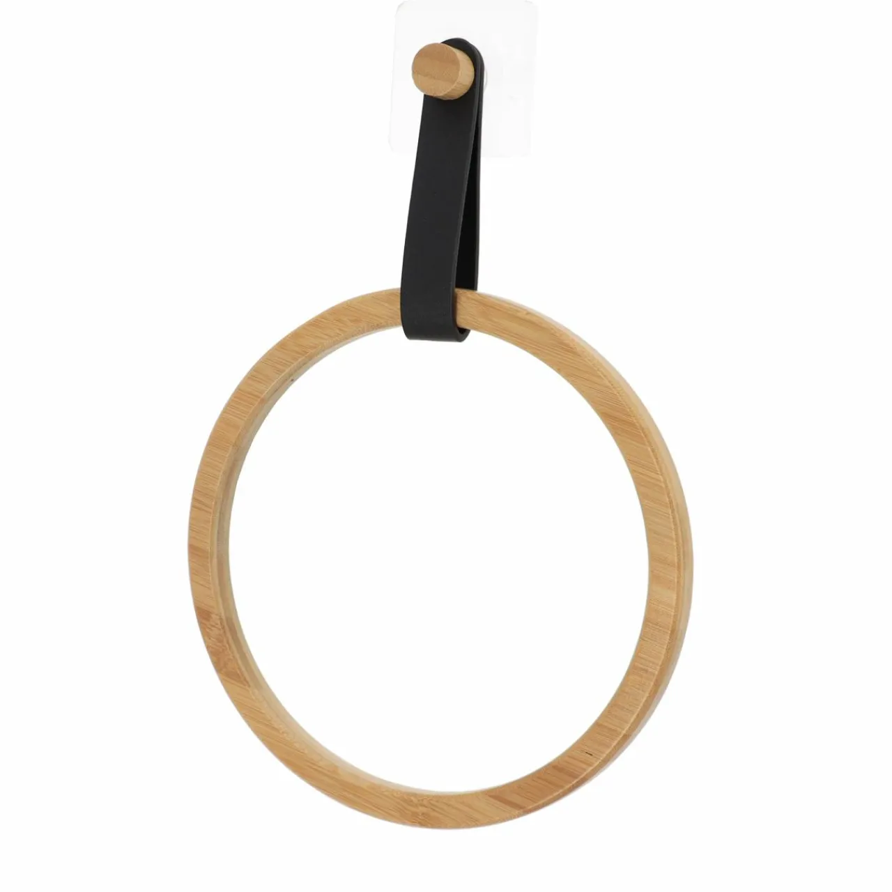 Rangement Salle De Bain|TENDANCE Porte serviette adhésif arrondi (D21 cm) Easy Chic Noir