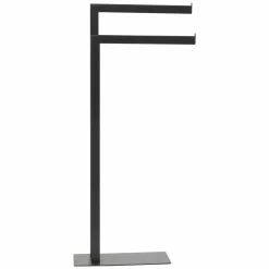 Rangement Salle De Bain|TENDANCE Porte-serviettes 2 barres (H81 cm) Métal Noir