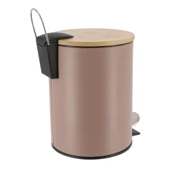 Accessoire Salle De Bain|TENDANCE Poubelle à pédale avec frein de chute Timeless Cappuccino Marron