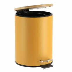 Accessoire Salle De Bain|TENDANCE Poubelle à pédale avec frein de chute Timeless Jaune moutarde
