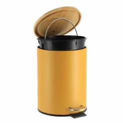 Accessoire Salle De Bain|TENDANCE Poubelle à pédale avec frein de chute Timeless Jaune moutarde