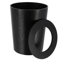 Accessoire Salle De Bain|TENDANCE Poubelle salle de bain façon bois Scandi Noir
