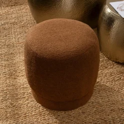 Pouf, Tabouret|Atmosphera, cru017dateur d'intu017drieur Pouf bouclette (D39 cm) Améa Orange