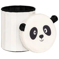 Rangement Enfant|Atmosphera cru017dateur d'intu017drieur for kids Pouf coffre pliant enfant (H38 cm) Panda Noir