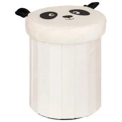 Rangement Enfant|Atmosphera cru017dateur d'intu017drieur for kids Pouf coffre pliant enfant (H38 cm) Panda Noir