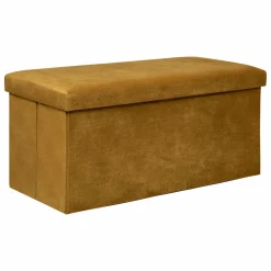Pouf De Rangement|ATMOSPHERA Pouf de rangement double Lilou Jaune moutarde