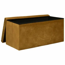 Pouf De Rangement|ATMOSPHERA Pouf de rangement double Lilou Jaune moutarde