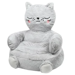 Petit Meuble Enfant|STOF Pouf enfant chat (45 x 45 cm) Louisa Gris